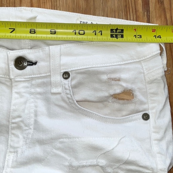 Rag & Bone Dre Distressed Cropped Skinny Jeans, White Brigade. Ripped. 25 - Picture 11 of 16
